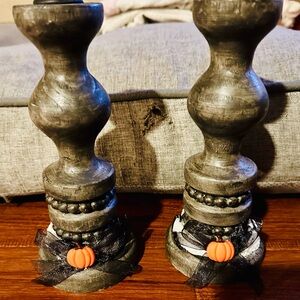 2 Halloween candle holders so cute for your fall decor 15.00